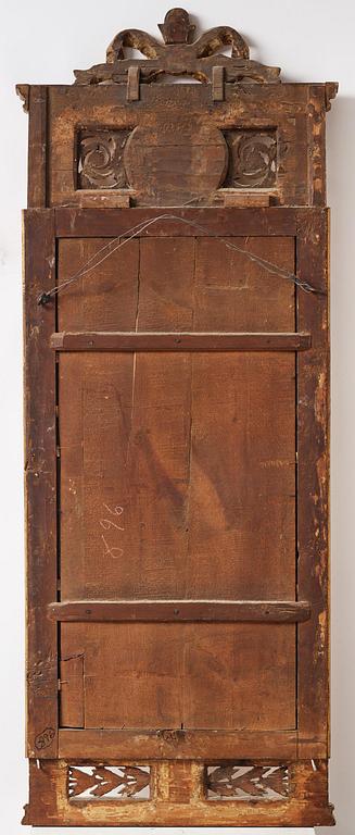 A late Gustavian giltwood mirror, Stockholm, late 18th century.