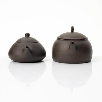 Tekannor, fem stycken, yixing, Kina, 1980/-90-tal.