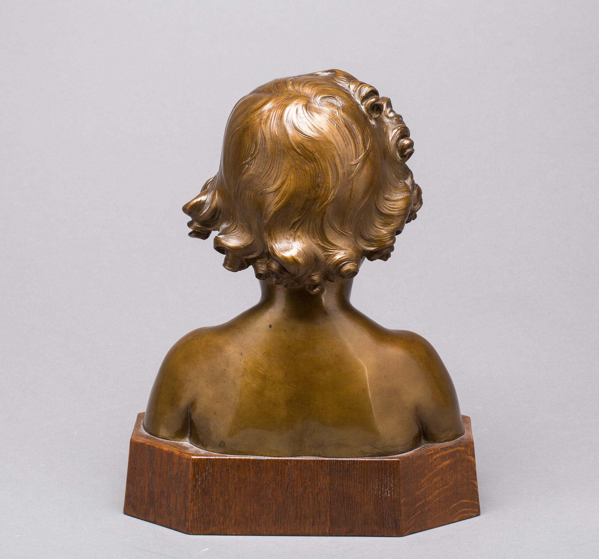 ALFRED OHLSON, brons, signerad AO och Herman Bergman Fud.