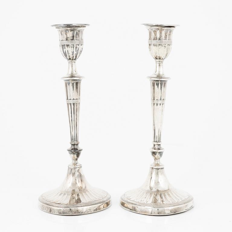 Ljusstakar, ett par, silver, Lambert & Co, London 1899, England.