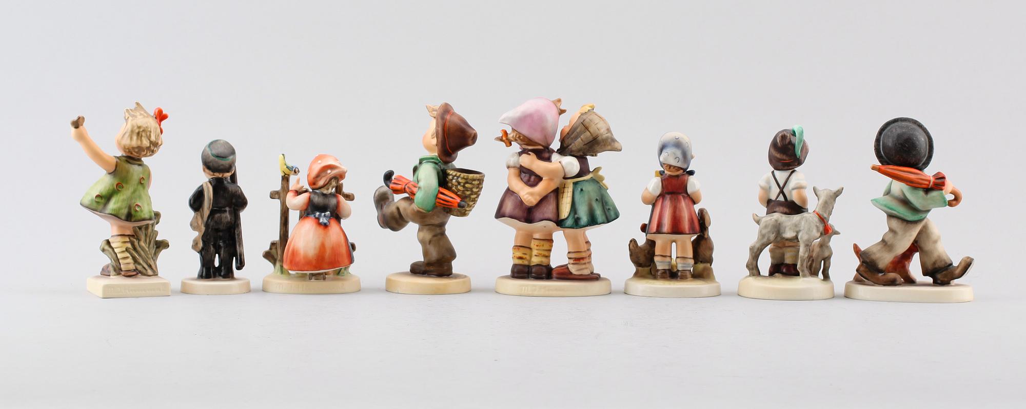FIGURER, 8 st, porslin, MJ Hummel, Goebel, 1960-/70-tal.