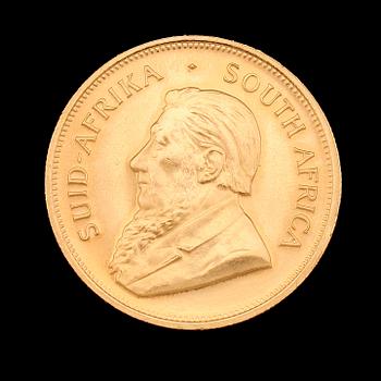 GULDMYNT, finguld, Krugerrand, Sydafrika, 1981. Vikt ca 34 g.