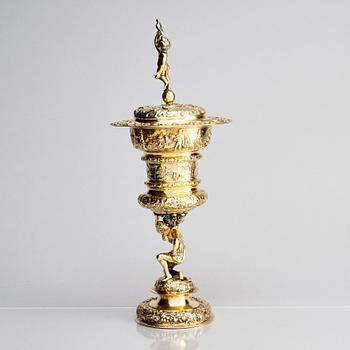 A Swedish 17th century silver-gilt cup and cover, mark of Johan Nützel, Stockholm 1698.