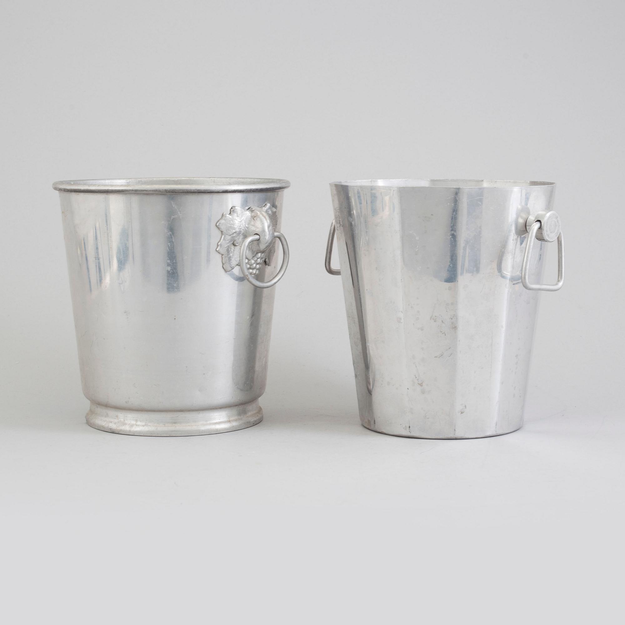 a set of aluminium champagne coolers, late 20th century.