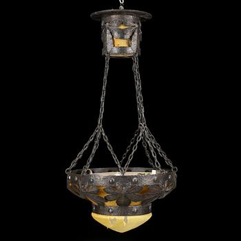 TAKLAMPA, järnsmide, jugend, tidigt 1900-tal. Höjd 112 cm.