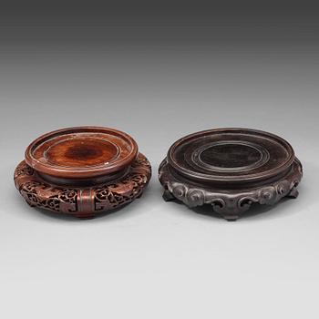 543. A pair of Chinese wooden stands, one presumably Zitan, Qing dynasty and early 20th Century.