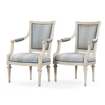 532. A pair of Gustavian armchairs by av Ephraim Ståhl, master 1794.