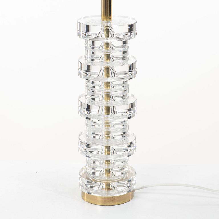 Carl Fagerlund, A table lamp in glass and brass, Orrefors.