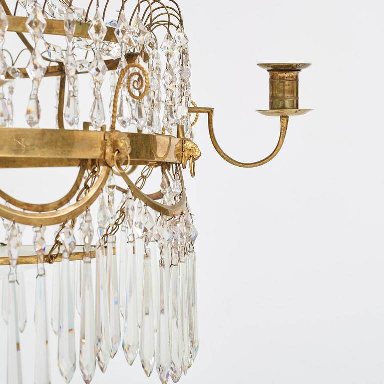 A late Gustavian early 19th Century seven-light chandelier.