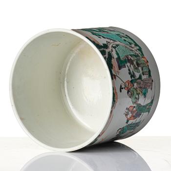 A famille verte brush pot, Qing dynasty.