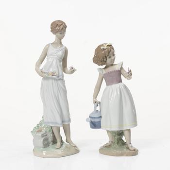 Lladró, 6 figurines, including "Wheelbarrow with flowers", "A barrow of fun", "A walk through blossoms", "Morning melodies".