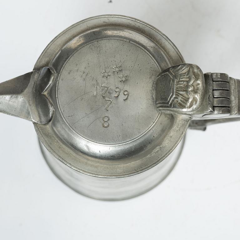 A set of three pewter tankars, Nyköping, Sweden, later part 18th century.
