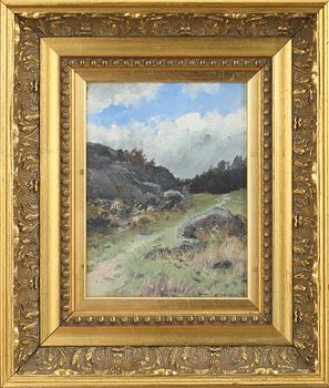 KONRAD SIMONSSON, 2 stycken, olja på pannå. Signerade.