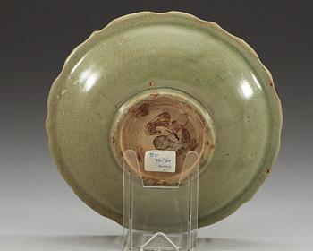A celadon glazed dish, Yuan dynasty (1271-1368).