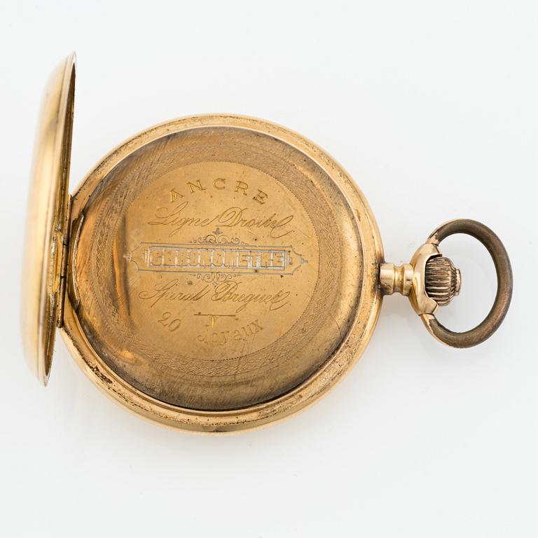 CN Svensson, Norrköping, pocket watch, 18K gold, hunter case, 53 mm.