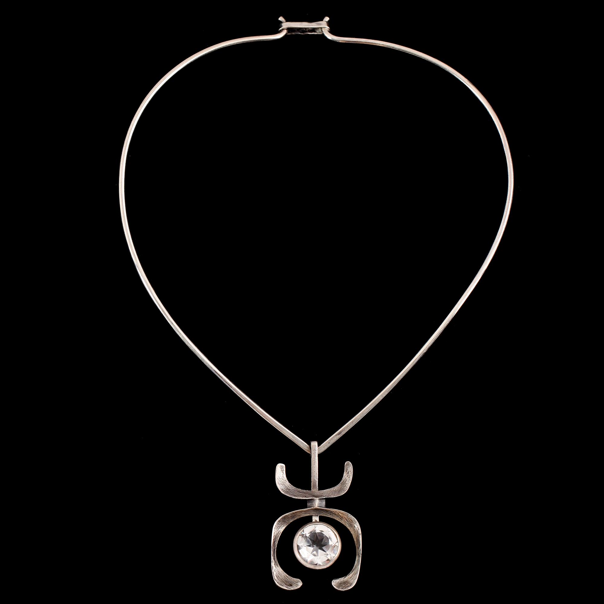 COLLIER, silver och sterlingsilver, hänge BJK Stockholm 1974.