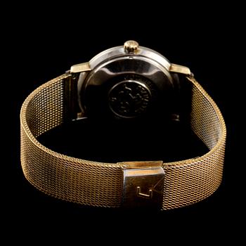 HERRARMBANDSUR, guld på stål, "seamaster", Omega. 1960-tal.