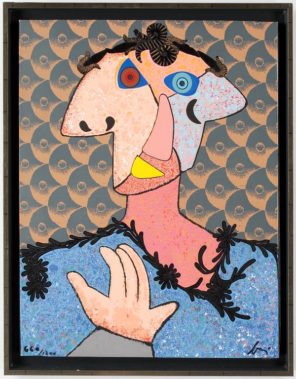 ENRICO BAJ, färgserigrafi, signerad och numrerad 660/1200.