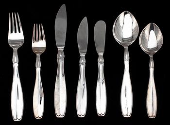 BESTICKUPPSÄTTNING, 51 delar, silver, "Vängåva" GAB  Stockholm 1960-tal. Total vikt ca 1325g (exkl knivar).