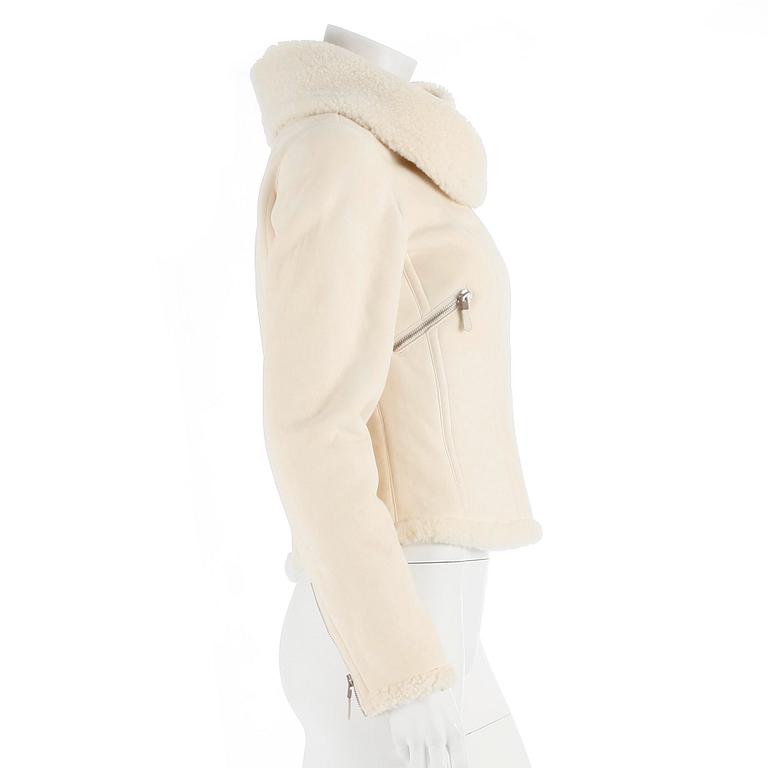 RALPH LAUREN, a white shearling jacket. Size 4.