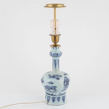 A faience table light/vase, Delft, Holland, 18th Century.