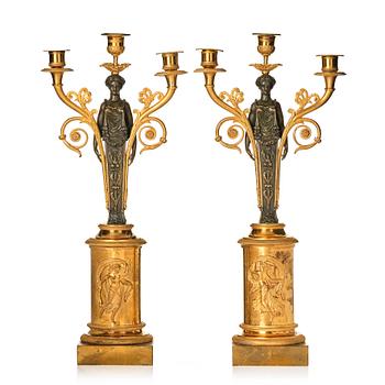 141. A pair of Swedish empire candelabra, attributed to R F Lindroth.