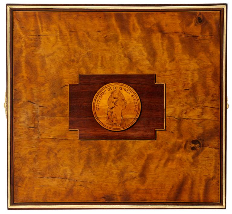 Myntkabinett, av Georg Haupt, signerat och daterat 1780. Gustavianskt.