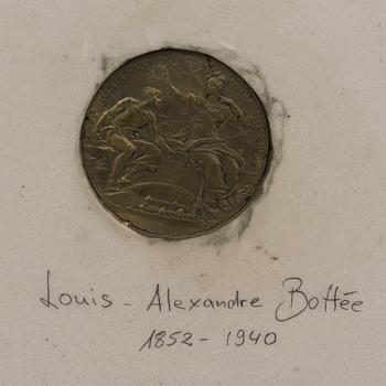 LOUIS ALEXANDRE BOTTEE, after, BISQUIT RELIEF. insert bronze medallion of "Exposition Universelle, 1889".