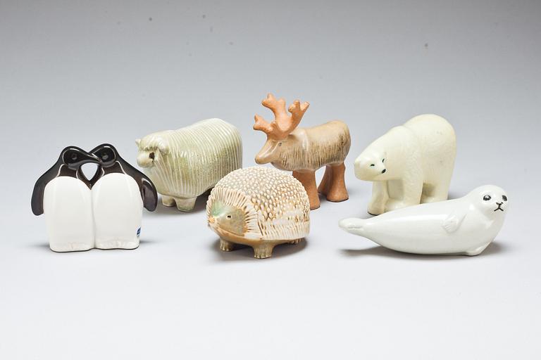 FIGURINER, 6 st, stengods, Lisa Larson, Gustavsberg.