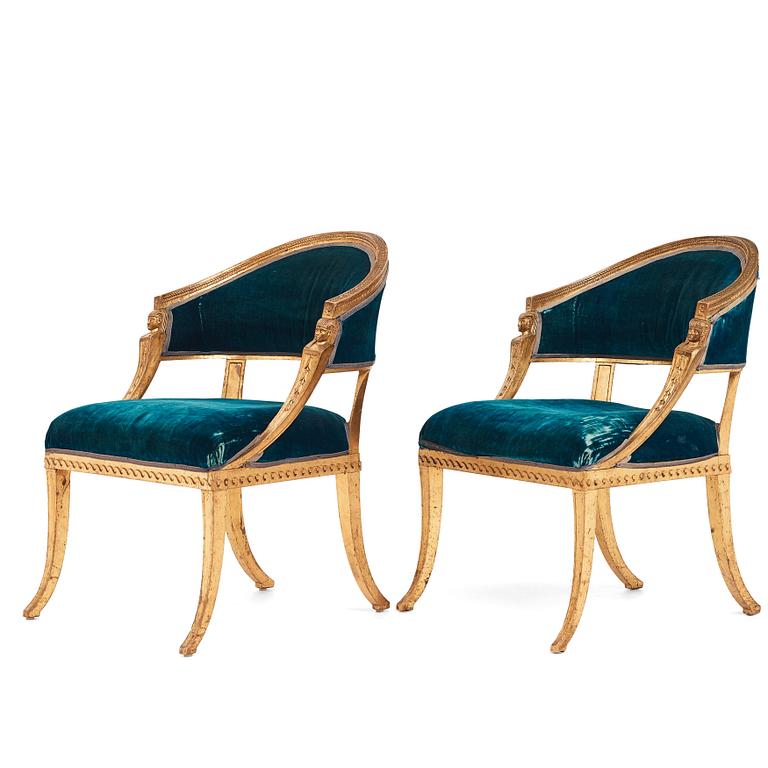 A pair of late Gustavian armchairs by Ephraim Ståhl (master in Stockholm 1794-1820).