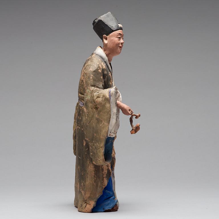 A clay figure of a chinese man, Qing dynasty, 19th Century.