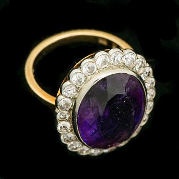 Wiwen Nilsson, A Wiven Nilsson amethyst and old-cut diamond, circa 1.30 ct in total, ring.