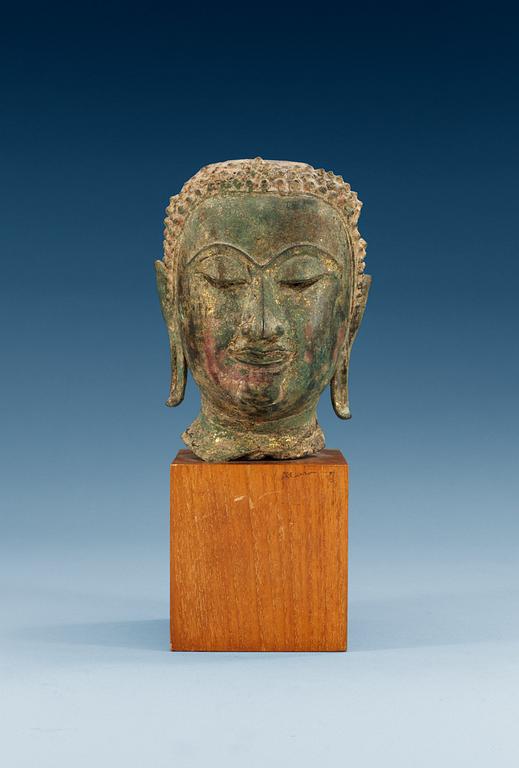 BUDDHAHUVUD, brons. Thailand, 1700-tal.
