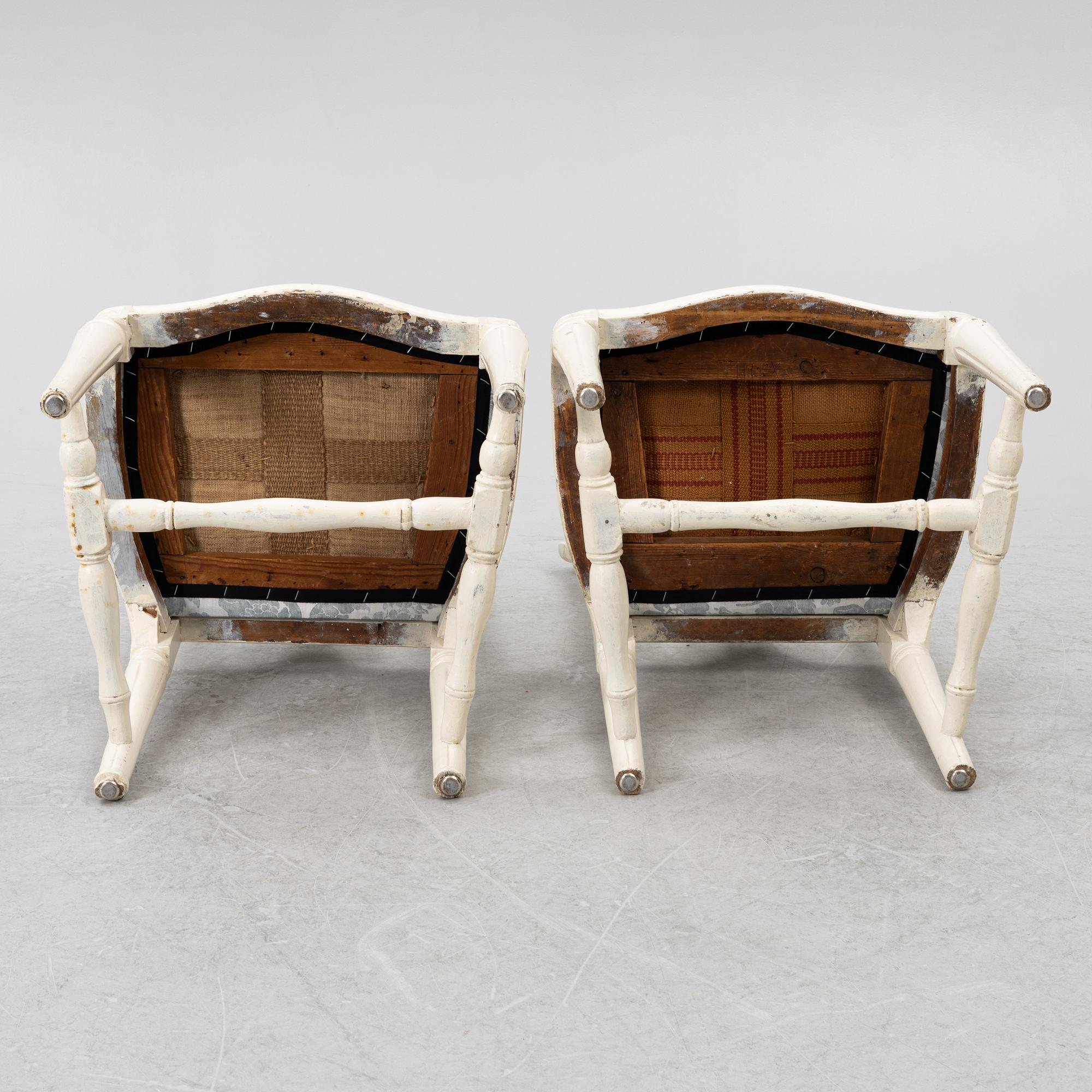 A pair of Gustavian chairs, end of the 178th century,