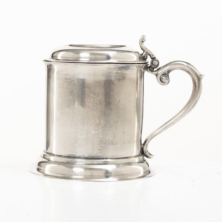 A Mexican sterling silver tankard, mark of Juventino Lopez Reyes, mid-20th century.