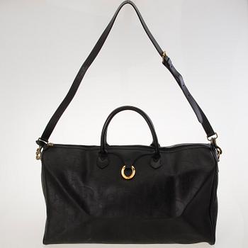 CHRISTIAN DIOR Black Monogram Coated Canvas Duffel Bag.