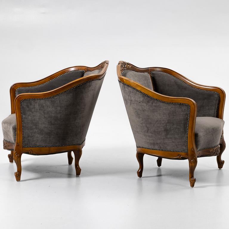 Armchairs, a pair, Rococo style, 20th century.