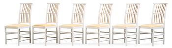 505. A set of six Josef Frank white lacquered wood and bamboo chairs, Svenskt Tenn, model 2025.