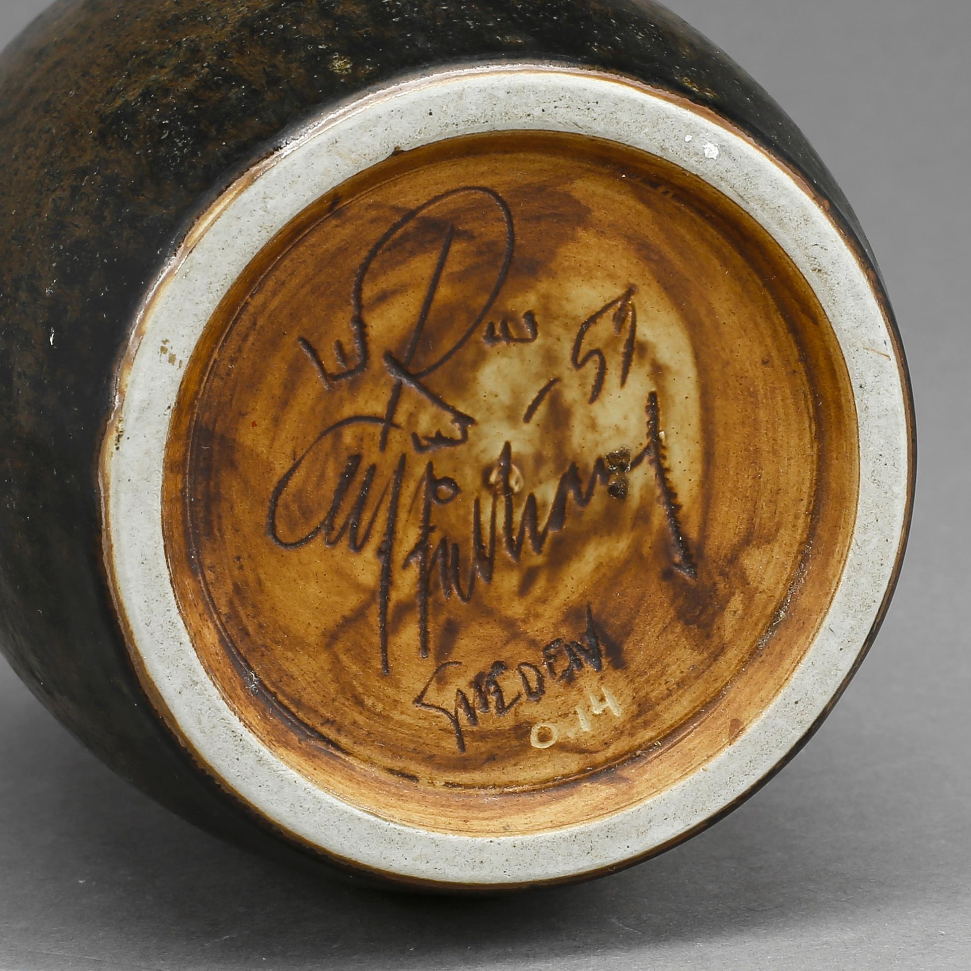 VAS, Carl Harry Stålhane, Rörstrand, signerad och daterad 1959. Unikat. Stengods.