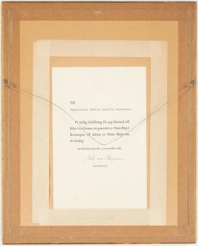 GUSTAF VI ADOLF AV SVERIGE, egenhändigt sign, otydlig konstnärssign, numrerad 26/400. 1962.