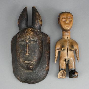 SKULPTUR, Ewe stammen, samt MASK, Västafrika, 1900-tal.