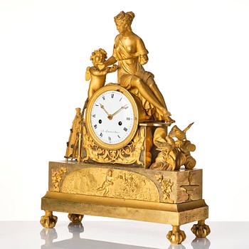 A French Empire mantel clock marked A. Lemoine Paris (1812-1822).