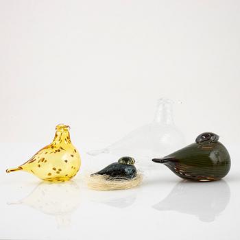 Oivo Tokkia,  7 pieces glass bird sculptures. Nuutajärvi, Iittala.