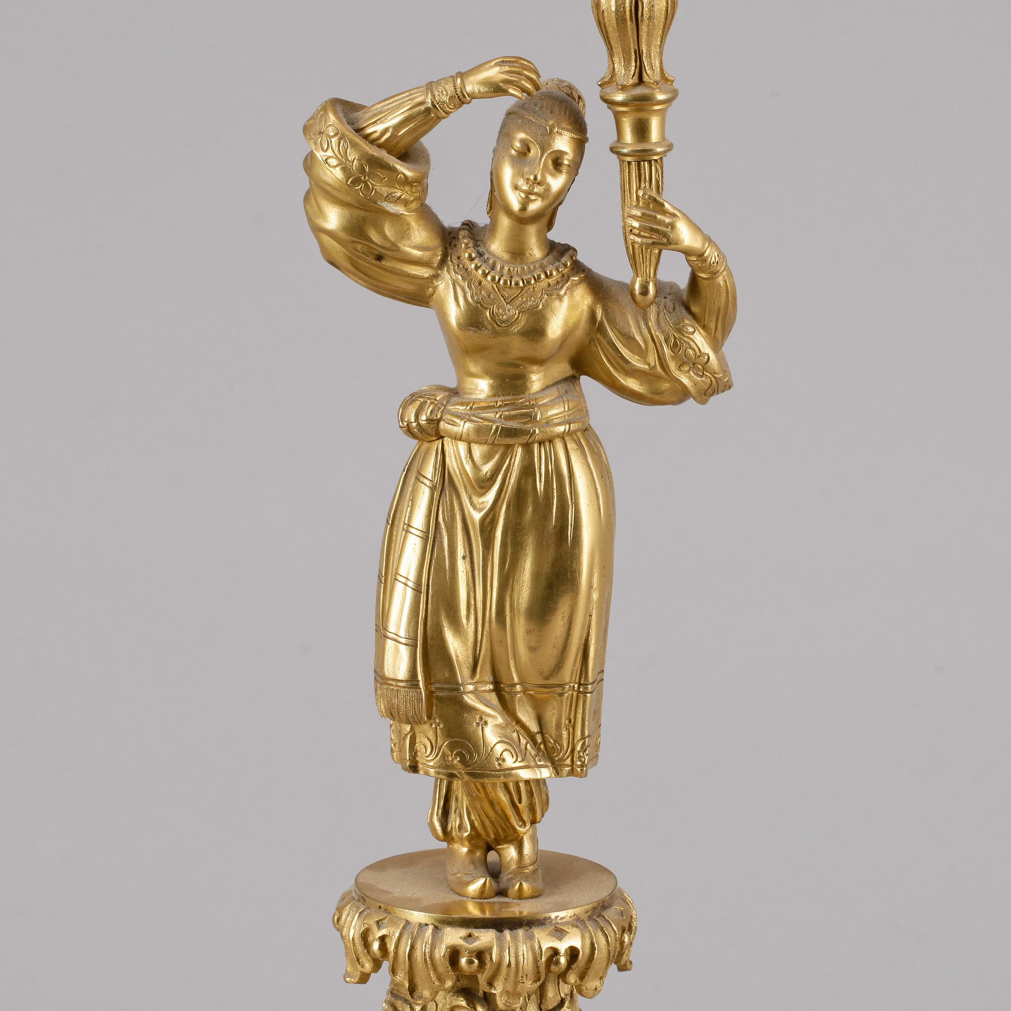 KANDELABRAR, ett par, senempire, 1800-tal.