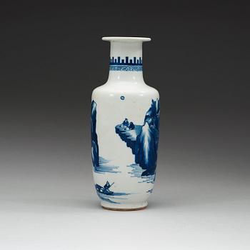 A blue and white vase, Qing dynasty with six character mark.