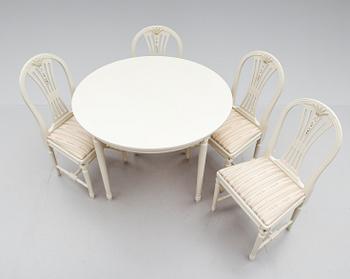 MATSALSMÖBEL, 5 delar, gustaviansk stil, 1900-talets andra hälft.
