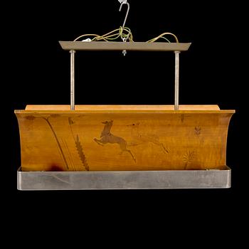 An art deco inlay ceiling light, probably Mjölby Intarsia, 1930's/40's.