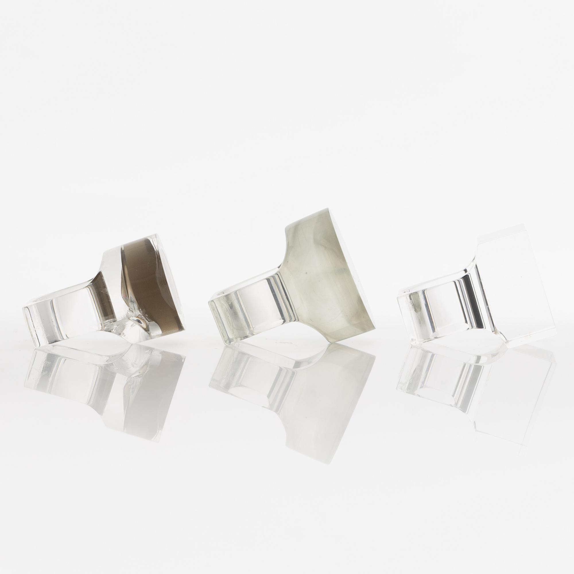 Siv Lagerström, three acrylic rings, 1970s.