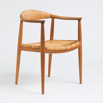 Hans J. Wegner, an oak and rattan 'The Chair', JH501, Johannes Hansen, Denmark.