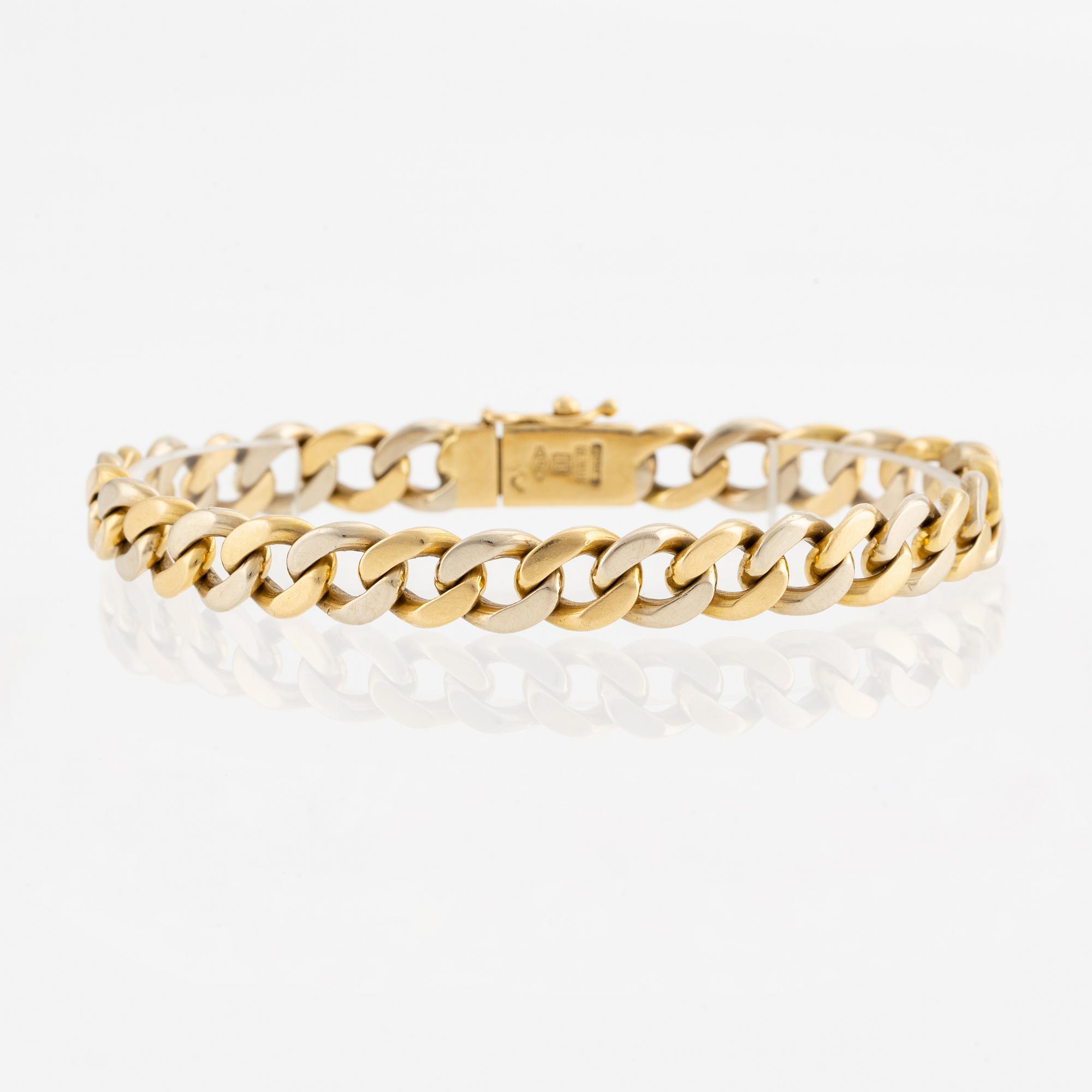 Bracelet 18K gold curb link, two-tone.